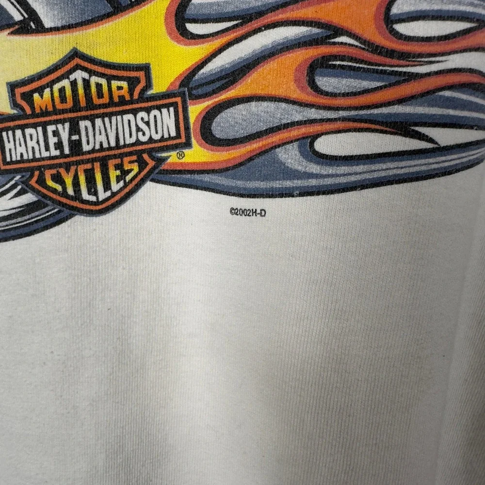 Vintage Harley-Davidson Long Sleeve Shirt Mens XXL Cream 2002 Flame Eagle‎ Biker
